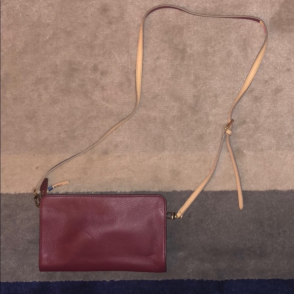 TORY BURCH red leather crossbody purse - Picture 3 of 6